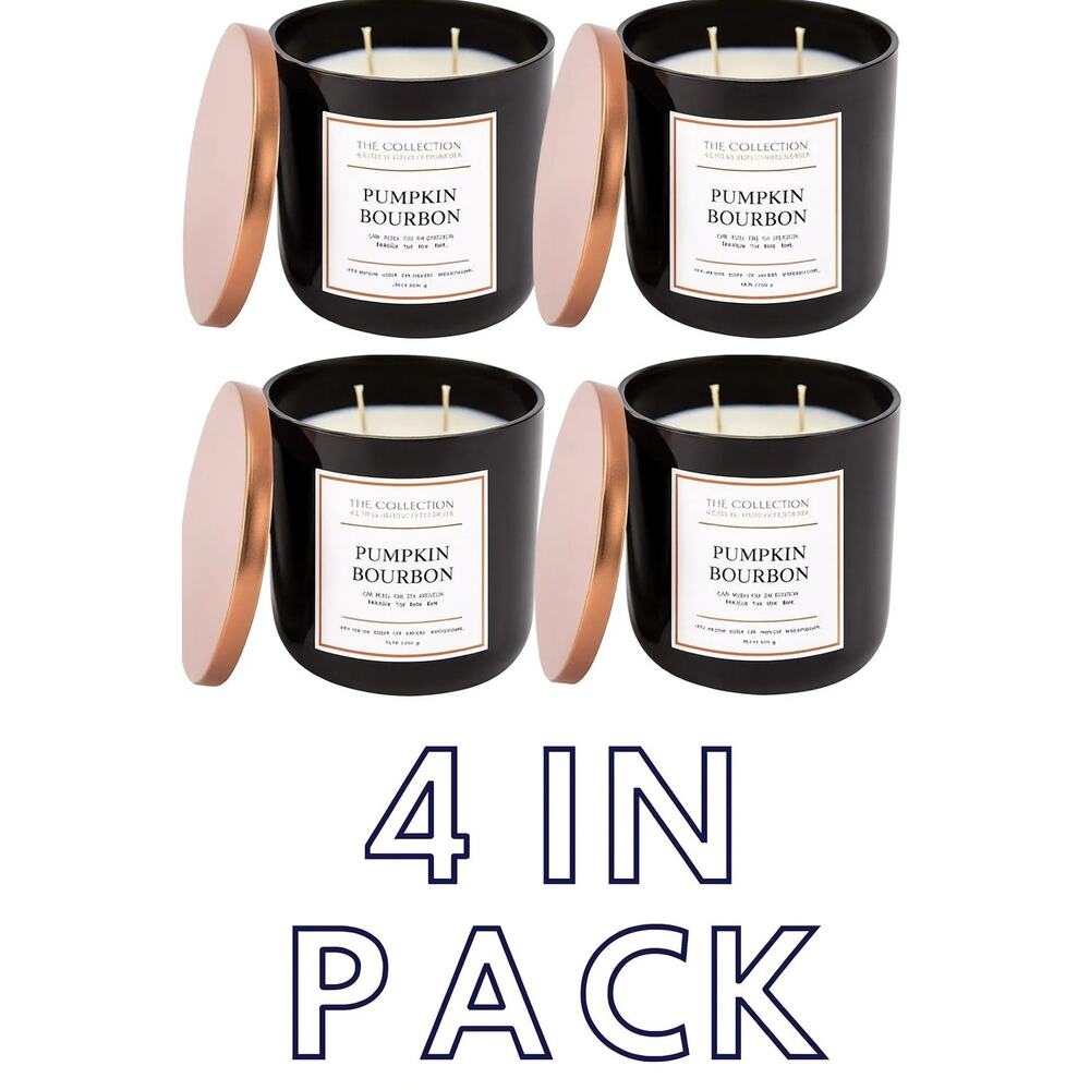 Chesapeake Bay Candle Pumpkin Bourbon Medium Jar White Wax 4 Pack Scent NEW